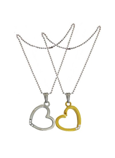 Two Pieces Couple Heart Shape Necklace by Menjewell 